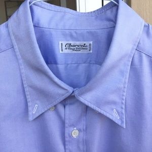 Custom Charvet France Dress Shirt solid light blue  18 x 36